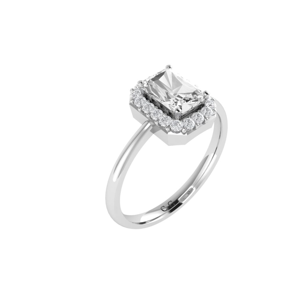 Diana Emerald Cut White Topaz and Ablazing Diamond Ring in 18K Gold (0.25ct)