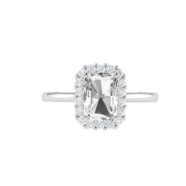 Diana Emerald  Cut White Topaz and Ablazing Diamond Ring in 18K Gold (0.25ct)