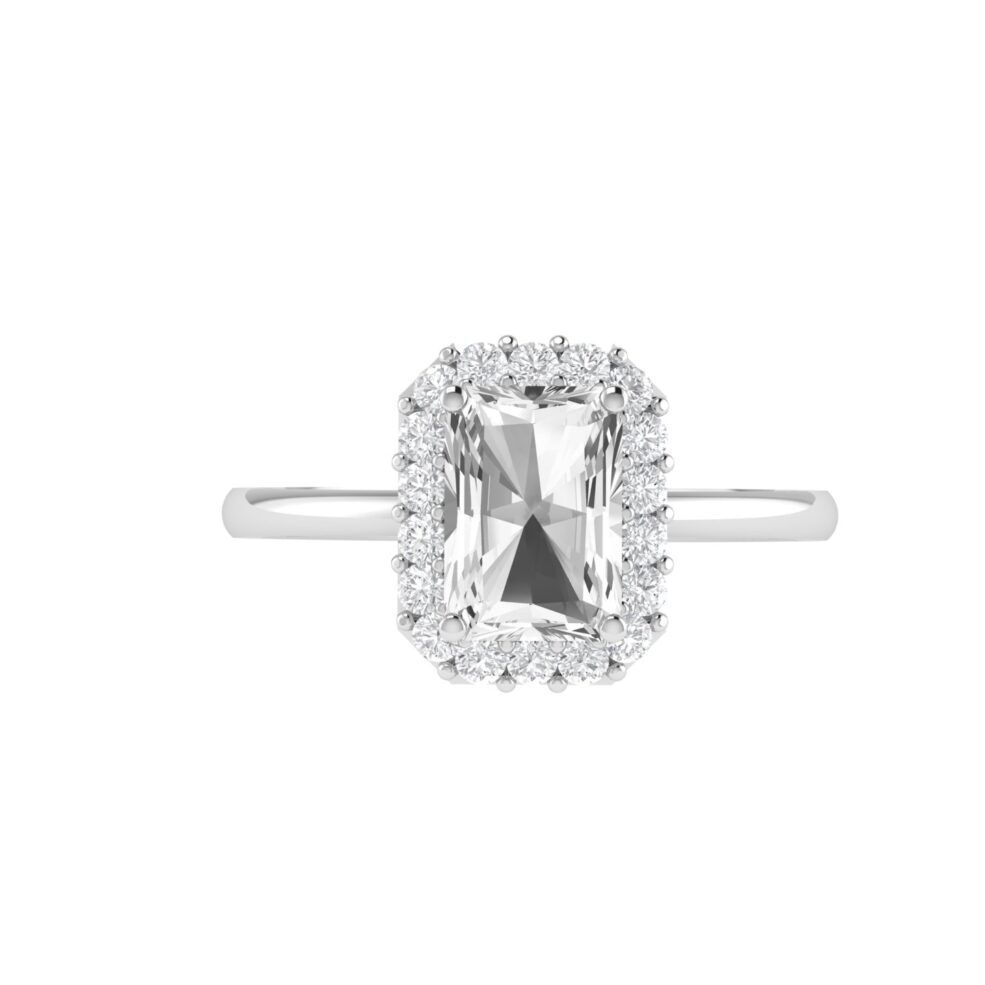 Diana Emerald Cut White Topaz and Ablazing Diamond Ring in 18K Gold (0.25ct)