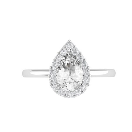 Diana Pear White Topaz and Ablazing Diamond Ring in 18K Gold (0.25ct)