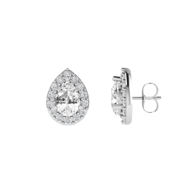 Diana Pear White Topaz and Ablazing Diamond Earrings in 18K White Gold (1ct)