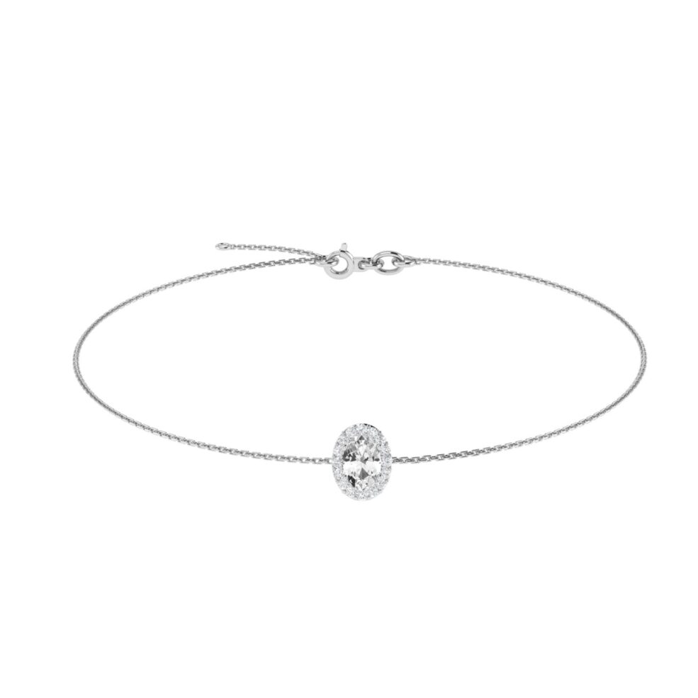 Diana Oval White Topaz and Ablazing Diamond Bracelet in 18K Gold (0.25ct)