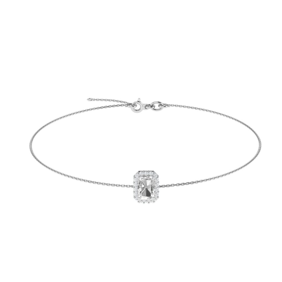 Diana Emerald Cut White Topaz and Ablazing Diamond Bracelet in 18K Gold (0.25ct)
