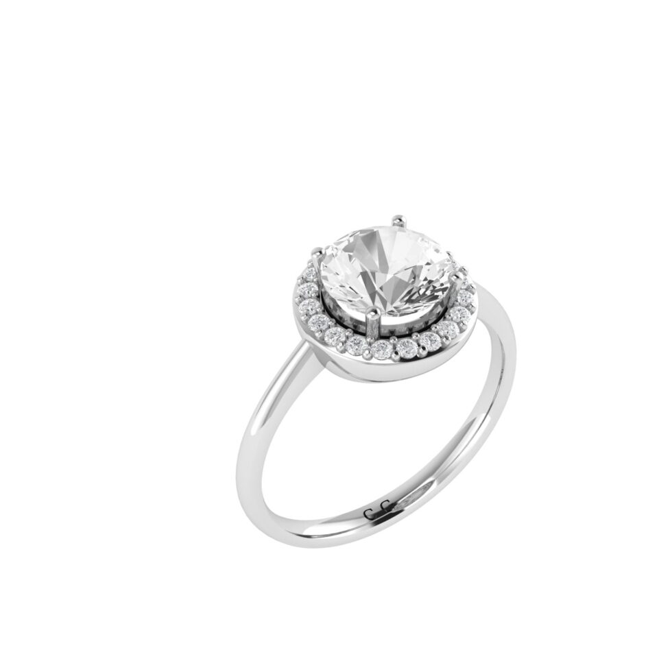 Diana Round White Topaz and Ablazing Diamond Ring in 18K White Gold (2.5ct)