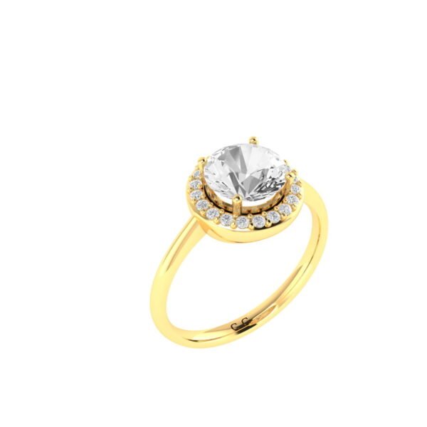Diana Round White Topaz and Ablazing Diamond Ring in 18K Yellow Gold (2.5ct)