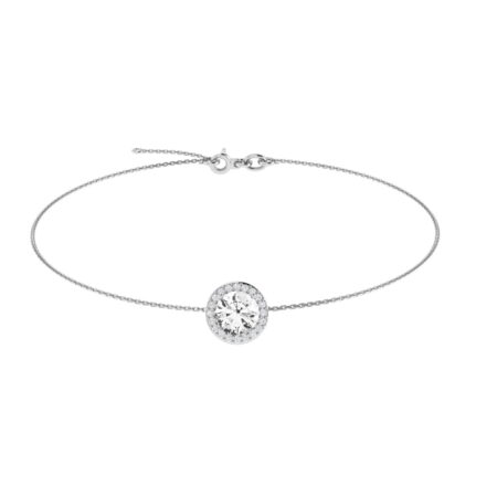 Diana Round White Topaz and Ablazing Diamond Bracelet in 18K White Gold (2.5ct)
