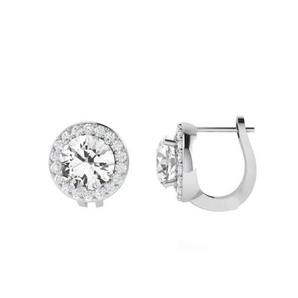 Diana Round White Topaz and Beaming Diamond Earrings in 18K White Gold (5ct)