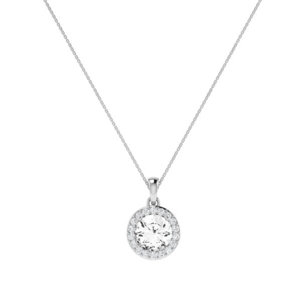Diana Round White Topaz and Beaming Diamond Pendant in 18K White Gold (2.5ct)