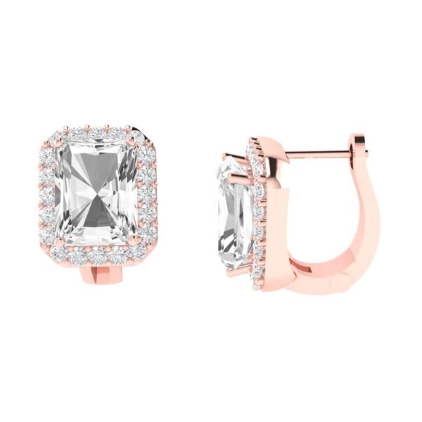 Diana Pear White Topaz and Beaming Diamond Earrings in 18K Rose Gold (4ct)