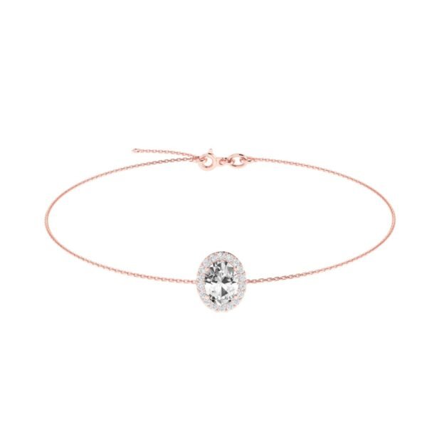 Diana Oval White Topaz and Beaming Diamond Bracelet in 18K Rose Gold (2ct)