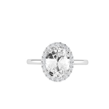 Diana Oval White Topaz and Ablazing Diamond Ring in 18K Gold (1ct)