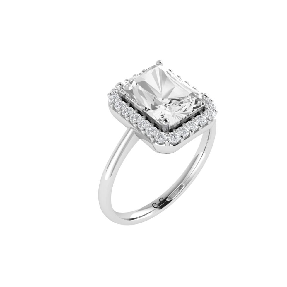 Diana Emerald  Cut White Topaz and Ablazing Diamond Ring in 18K Gold (1ct)