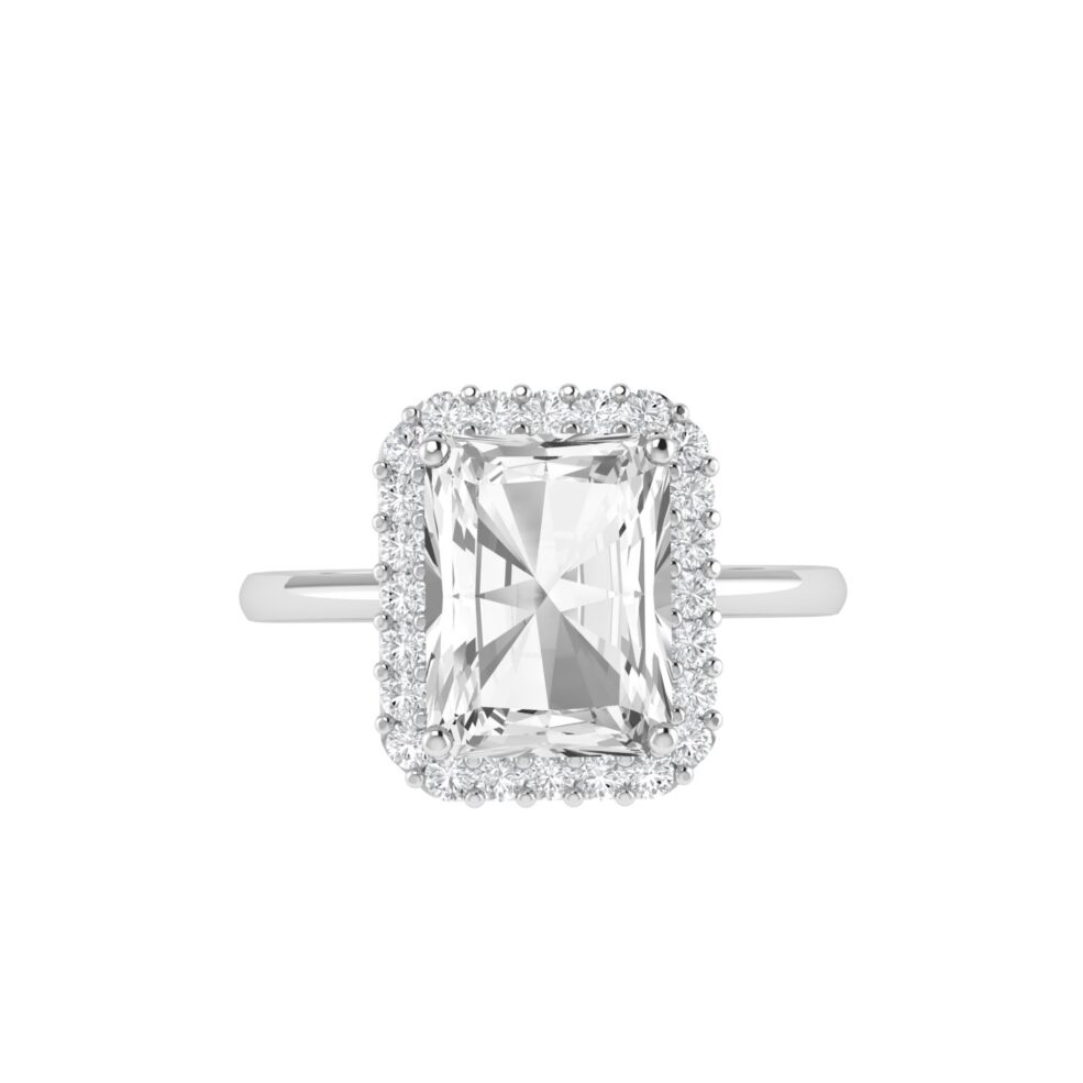 Diana Emerald Cut White Topaz and Ablazing Diamond Ring in 18K Gold (1ct)