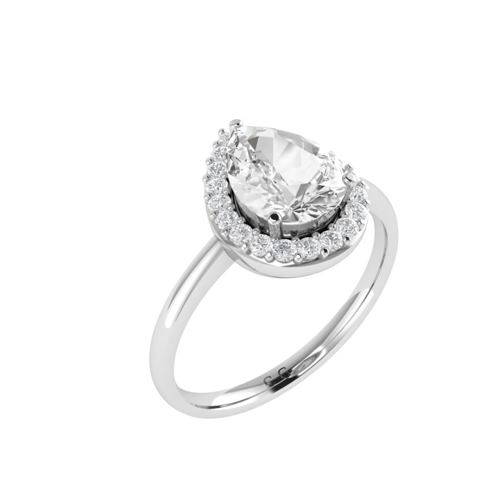 Diana Pear White Topaz and Ablazing Diamond Ring in 18K White Gold (1.1ct)