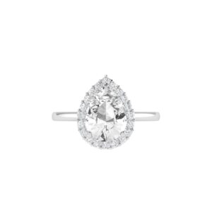 Diana Pear White Topaz and Ablazing Diamond Ring in 18K White Gold (1.1ct)