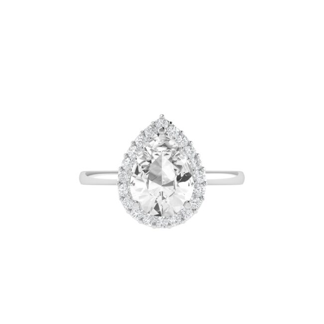 Diana Pear White Topaz and Ablazing Diamond Ring in 18K White Gold (1.1ct)