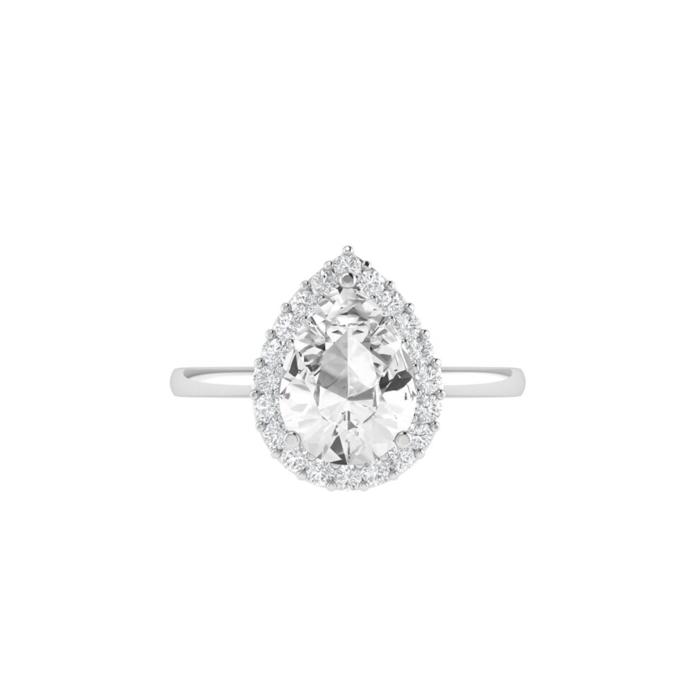 Diana Pear White Topaz and Ablazing Diamond Ring in 18K White Gold (1.1ct)