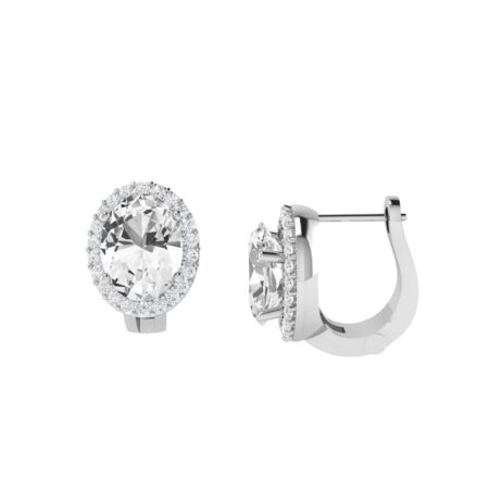 Diana Oval White Topaz and Ablazing Diamond Earrings in 18K Gold (2ct)