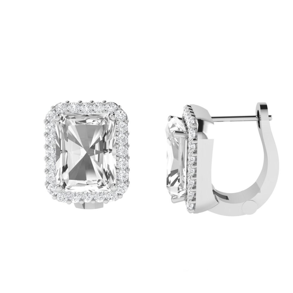 Diana Emerald Cut White Topaz and Ablazing Diamond Earrings in 18K Gold (2ct)