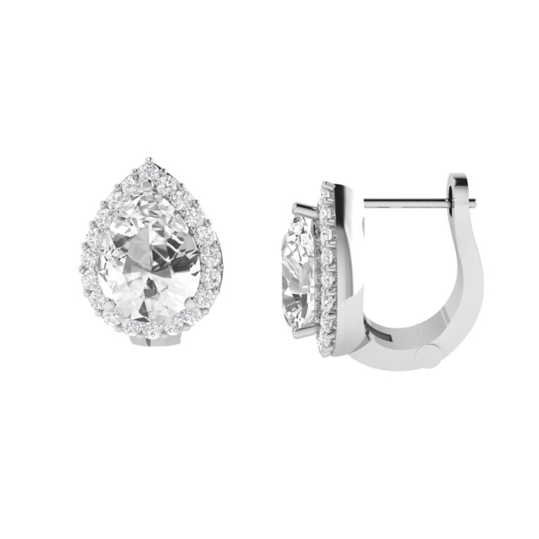 Diana Pear White Topaz and Ablazing Diamond Earrings in 18K White Gold (2.2ct)