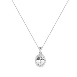 Diana Oval White Topaz and Ablazing Diamond Pendant in 18K Gold (1ct)