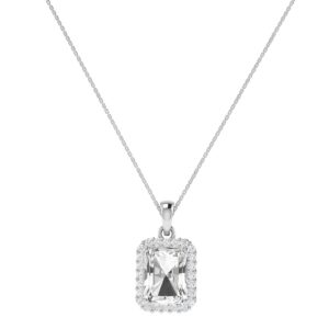 Diana Emerald  Cut White Topaz and Ablazing Diamond Pendant in 18K Gold (1ct)