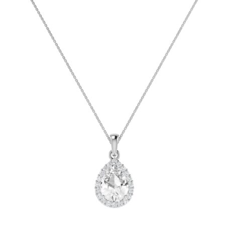 Diana Pear White Topaz and Ablazing Diamond Pendant in 18K White Gold (1.1ct)