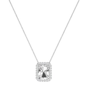 Diana Emerald  Cut White Topaz and Ablazing Diamond Necklace in 18K Gold (1ct)