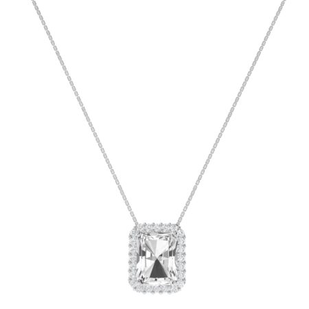 Diana Emerald  Cut White Topaz and Ablazing Diamond Necklace in 18K Gold (1ct)