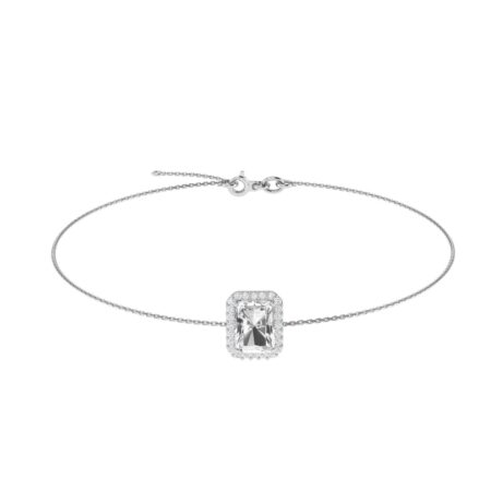 Diana Emerald  Cut White Topaz and Ablazing Diamond Bracelet in 18K Gold (1ct)