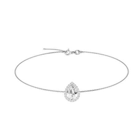 Diana Pear White Topaz and Ablazing Diamond Bracelet in 18K White Gold (1.1ct)