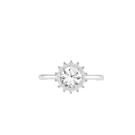Diana Round White Topaz and Ablazing Diamond Ring in 18K Gold (0.56ct)