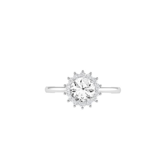 Diana Round White Topaz and Ablazing Diamond Ring in 18K White Gold (1ct)