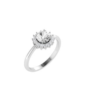 Diana Round White Topaz and Ablazing Diamond Ring in 18K Gold (0.56ct)