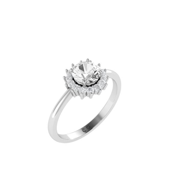 Diana Round White Topaz and Ablazing Diamond Ring in 18K White Gold (1ct)