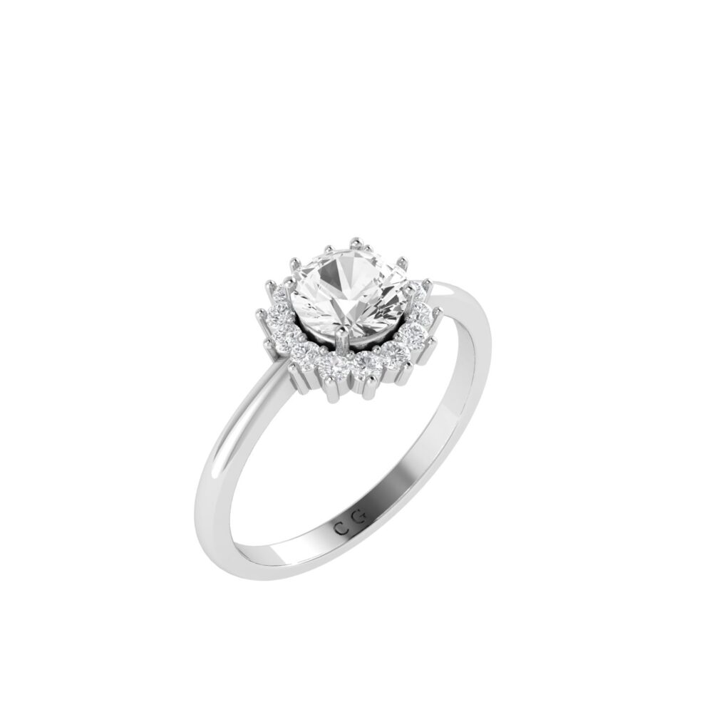 Diana Round White Topaz and Ablazing Diamond Ring in 18K Gold (0.56ct)