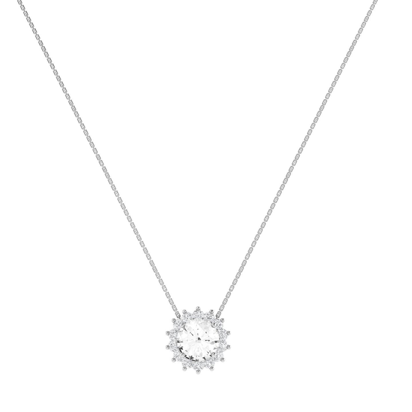 Diana Round White Topaz and Ablazing Diamond Necklace in 18K Gold (0.56ct)