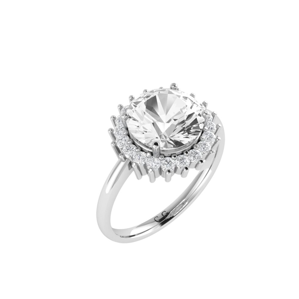 Diana Round White Topaz and Ablazing Diamond Ring in 18K Gold (1.55ct)