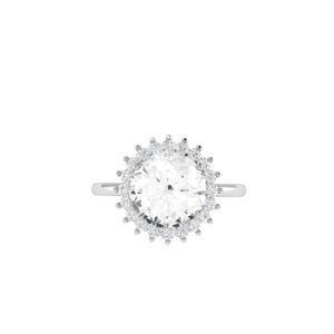 Diana Round White Topaz and Ablazing Diamond Ring in 18K Gold (1.55ct)
