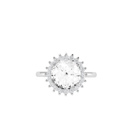 Diana Round White Topaz and Ablazing Diamond Ring in 18K Gold (1.55ct)