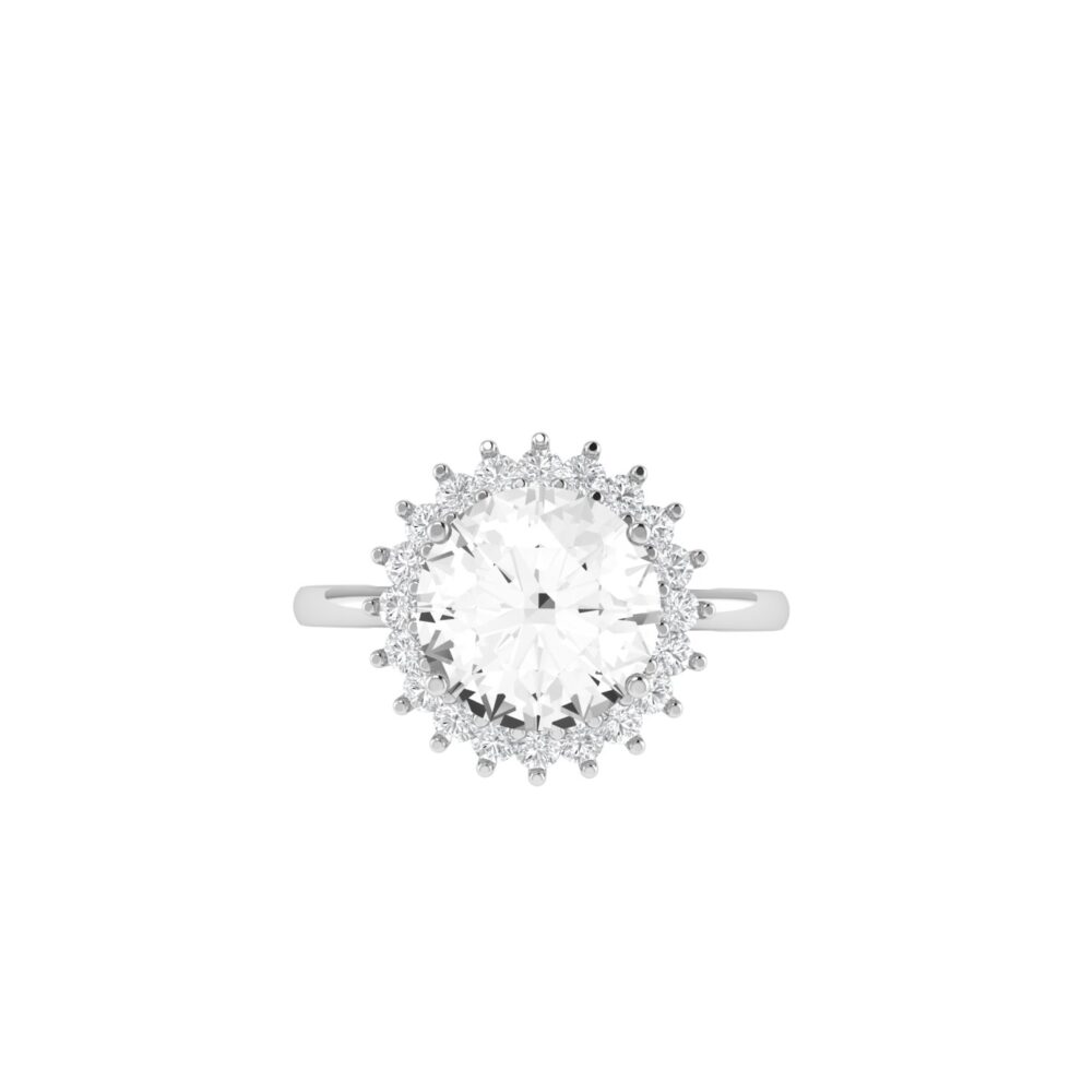 Diana Round White Topaz and Ablazing Diamond Ring in 18K Gold (1.55ct)