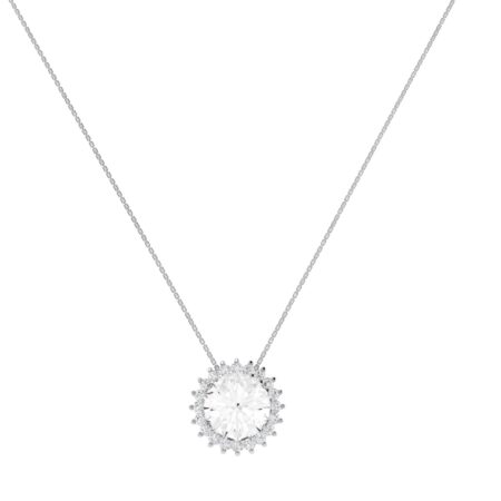 Diana Round White Topaz and Ablazing Diamond Necklace in 18K Gold (1.55ct)