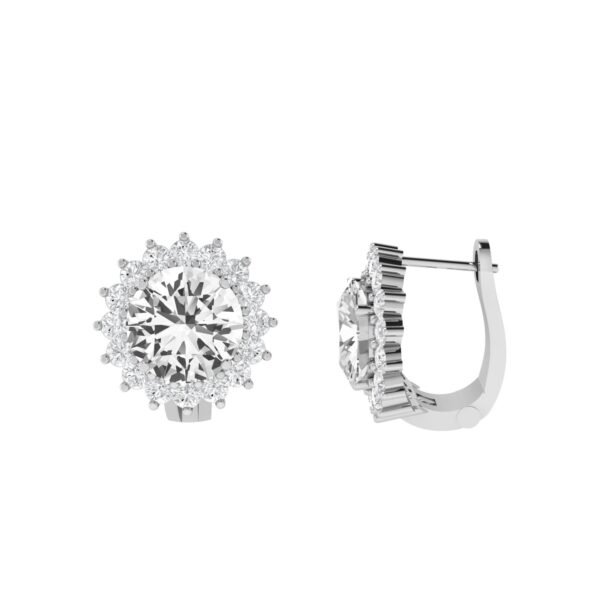 Diana Round White Topaz and Glowing Diamond Earrings in 18K White Gold (5ct)