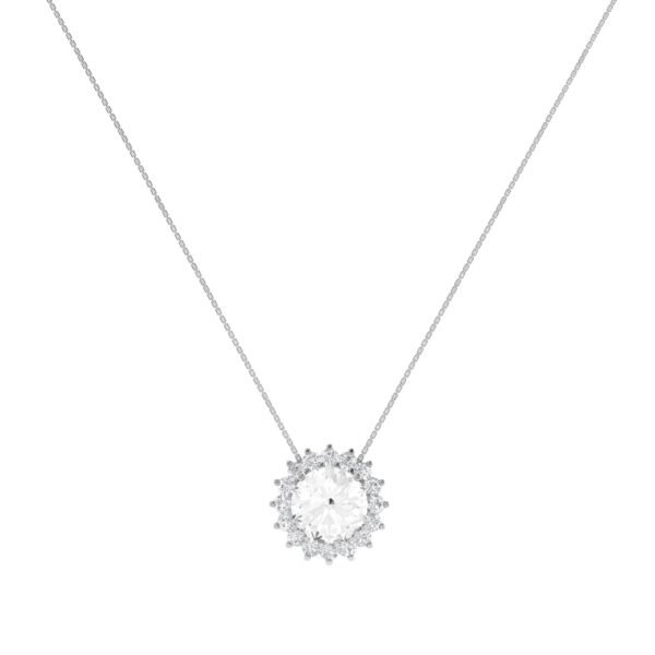 Diana Round White Topaz and Glowing Diamond Necklace in 18K White Gold (2.5ct)