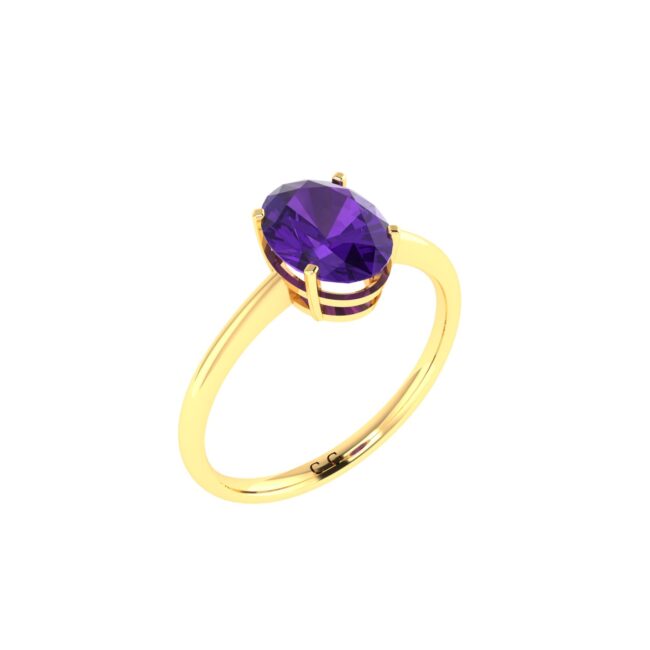 Minimalist Oval Amethyst Ring in 18K Yellow Gold (2.4ct)