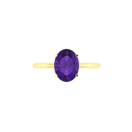 Minimalist Oval Amethyst Ring in 18K Yellow Gold (2.4ct)