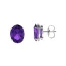 Minimalist Oval Amethyst Earrings in 18K White Gold (4.8ct)