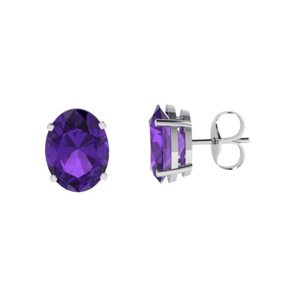 Minimalist Oval Amethyst Earrings in 18K White Gold (4.8ct)