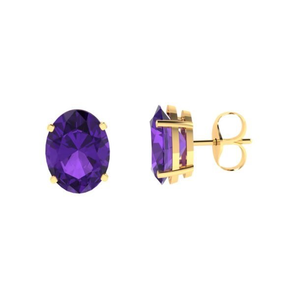 Minimalist Oval Amethyst Earrings in 18K Yellow Gold (4.8ct)