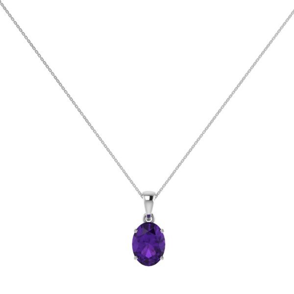 Minimalist Oval Amethyst Pendant in 18K White Gold (2.4ct)